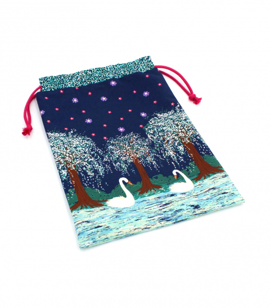 Projektbeutel / Handarbeitsbeutel mit Kordel Schwanenliebe